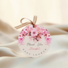 Elegant Blommigt Rosa Baby Shower Tack Gåvor Etiketter