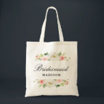 Elegant  blommigt rosa bridesaid tygkasse<br><div class="desc">En underbar blommigt brud är i väskan. Den har vitt och  rosa ros och du kan anpassa texten och färg.</div>