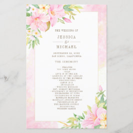 Elegant Blommigt Rosa , Bröllopsprogram