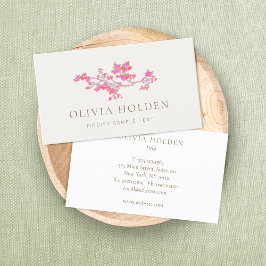 Elegant Blommigt Rosa Cherry Blommar Visitkort