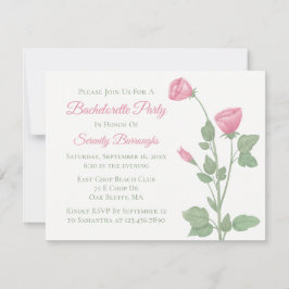 Elegant Blommigt Rosa Flowers Bachelorette Party Inbjudningar