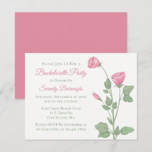 Elegant Blommigt Rosa Flowers Bachelorette Party Inbjudningar