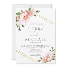 Elegant Blommigt Rosa Guld Geometric Bröllop