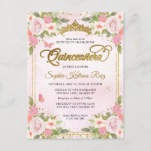 Elegant Blommigt  Rosa Guld Tiara Quinceañera