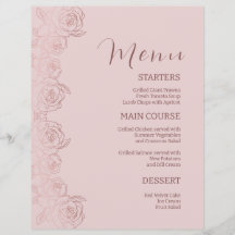 Elegant Blommigt Rosa Mauve Dinner Menu-mall