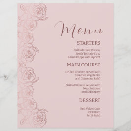 Elegant Blommigt Rosa Mauve Dinner Menu-mall