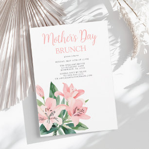 Elegant Blommigt Rosa Mors dag Brunch Inbjudningar