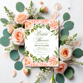 Elegant Blommigt Rosa och Grönt Möhippa Inbjudningar