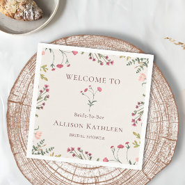 Elegant Blommigt Rosa och Grönt Möhippa Pappersservett