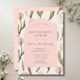 Elegant Blommigt Rosa Pension Lunch Inbjudningar