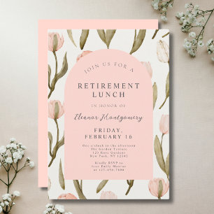 Elegant Blommigt Rosa Pension Lunch Inbjudningar