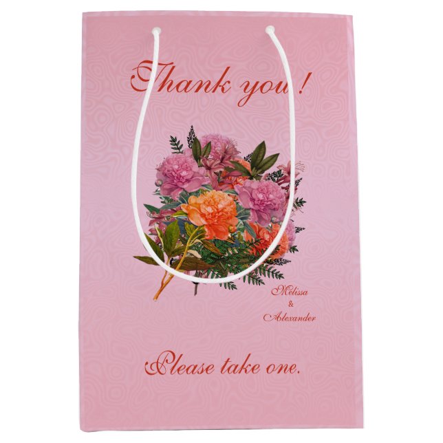 Elegant blommigt rosa peony enkel (Framsidan)