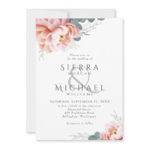 Elegant Blommigt Rosa Peony Greenery Bröllop