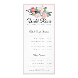 Elegant Blommigt Rosa ros Hairstylist Pris List Reklamkort