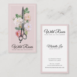 Elegant Blommigt Rosa ros Hairstylist Visitkort