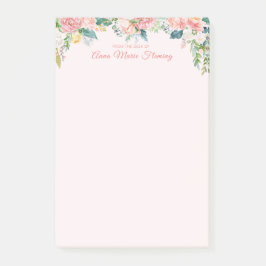 Elegant Blommigt  Rosa ros Peony Namn Post-it Block