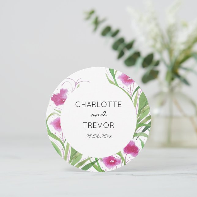 Elegant Blommigt Rosa Vattenfärg Handmålad  Inbjudningar (Stående Fram)