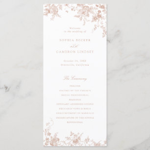 Elegant Blommigt Rosa Vintage Ornament Bröllop Program
