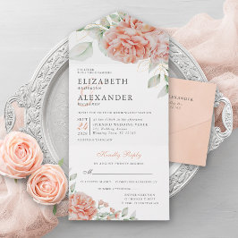 Elegant Blommigt Rosa Watercolor Bröllop