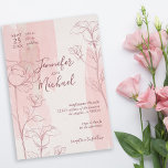 Elegant Blommigt Rosa Watercolor Bröllop Inbjudningar<br><div class="desc">Med den här elegant bröllop-inbjudan kan du rita blommigtar och vattenfärgen tvättar bakgrunden med den moderna teckenformateringen.</div>