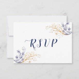 Elegant Blommigt Royal Blue Ro & Guld Flowers OSA Kort
