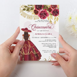 Elegant Blommigt Ruby Red Horse Quinceañera Inbjudningar