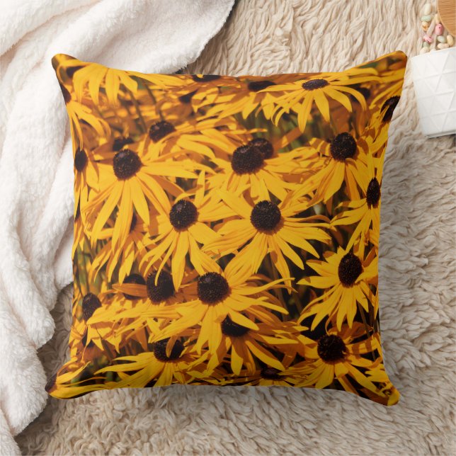 Elegant Blommigt Rudbeckia Black-Eyed Susans Kudde (Filt)