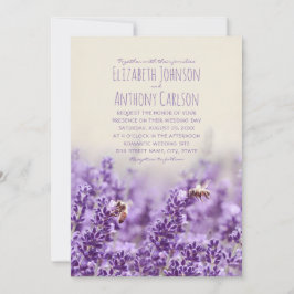 Elegant Blommigt Rustic Botanical Lavender Bröllop Inbjudningar
