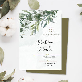 Elegant Blommigt Rustic Eucalyptus Greenery Bröllo Inbjudningar