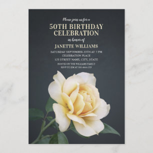 Elegant Blommigt Rustic Gul ros Modern Birthday Inbjudningar