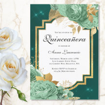 Elegant Blommigt Sage Grönt Emerald Quinceanera