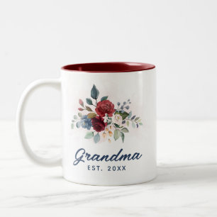Elegant Blommigt Script Bloom Grandma Anpassningsb Två-Tonad Mugg