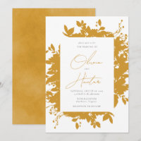 Elegant Blommigt Silhouette Mustard Gult Bröllop