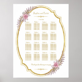 Elegant Blommigt, sittdiagram över sätet i Guld R Poster