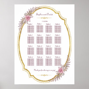 Elegant Blommigt, sittdiagram över sätet i Guld R Poster