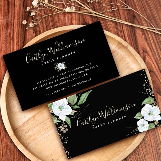 Elegant Blommigt Skript för vattenfärg Modern svar Visitkort (Skapare uppladdad)