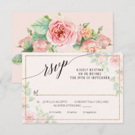 Elegant Blommigt Skript Rosa Guld Watercolor Bröll OSA Kort