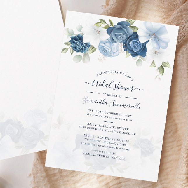 Elegant Blommigt SkriptMöhippa för vattenfärg Inbjudningar (Elegant Floral Script Watercolor Bridal Shower Invitation)