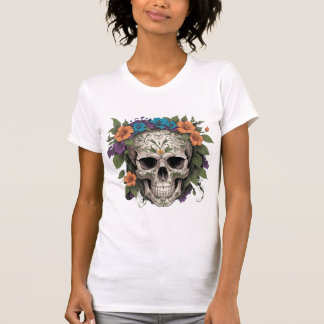 Elegant Blommigt Skullfusion - fet gotin T Shirt