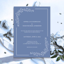 Elegant Blommigt Slate Blue Wedding bjudande