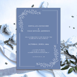 Elegant Blommigt Slate Blue Wedding bjudande Inbjudningar