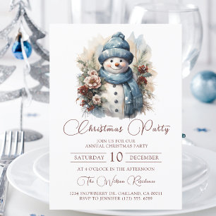 Elegant Blommigt Snögubbe jul Party Inbjudningar