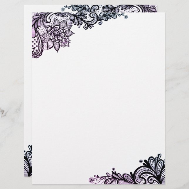 Elegant Blommigt Snöre Letterhead Brevhuvud (Fram/baksida)