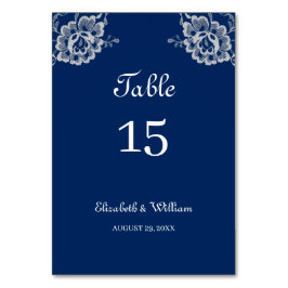 Elegant Blommigt Snöre om marinblått Bröllop Bordsnummer