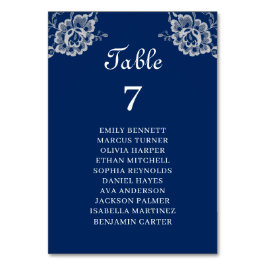 Elegant Blommigt Snöre om marinblått Bröllop Bordsnummer