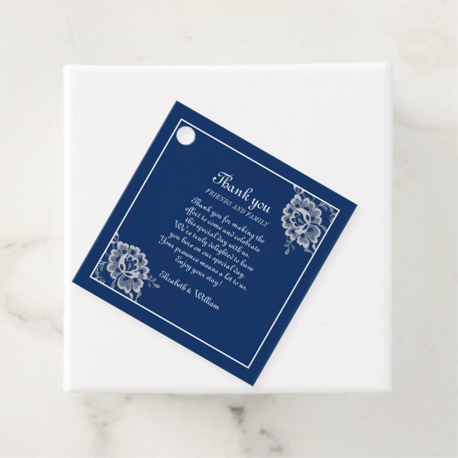 Elegant Blommigt Snöre om marinblått Bröllop Gåvor Etiketter (På plats)