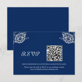 Elegant Blommigt Snöre om marinblått Bröllop OSA Kort