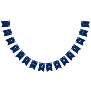 Elegant Blommigt Snöre om marinblått Bröllop Vimplar