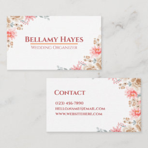 Elegant Blommigt Soft Watercolor Peach Beige Moder Visitkort