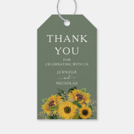 Elegant Blommigt Solblommor Bröllop Presentetikett